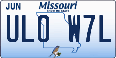 MO license plate UL0W7L