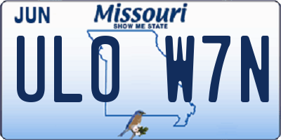 MO license plate UL0W7N