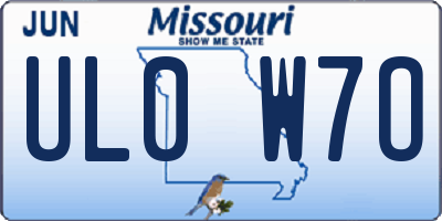 MO license plate UL0W7O