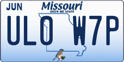MO license plate UL0W7P