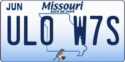 MO license plate UL0W7S