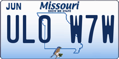 MO license plate UL0W7W