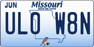 MO license plate UL0W8N