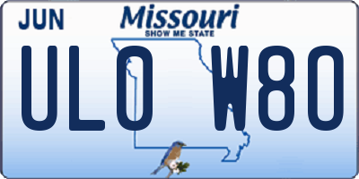 MO license plate UL0W8O