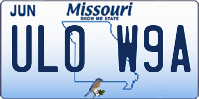 MO license plate UL0W9A