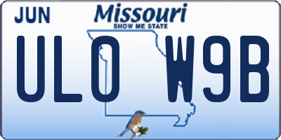 MO license plate UL0W9B