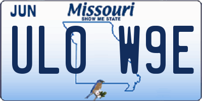 MO license plate UL0W9E