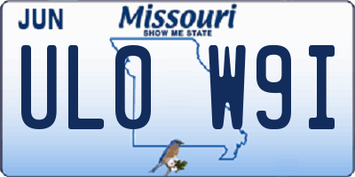 MO license plate UL0W9I