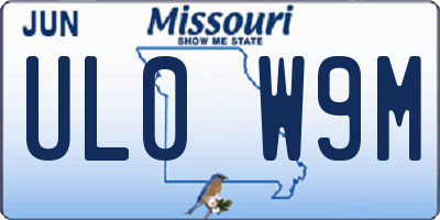 MO license plate UL0W9M