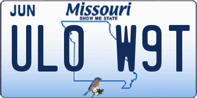 MO license plate UL0W9T