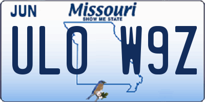 MO license plate UL0W9Z