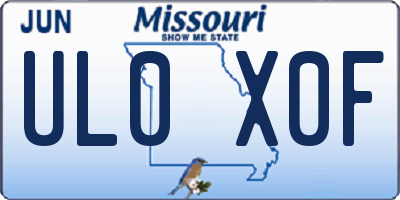 MO license plate UL0X0F