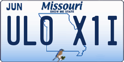 MO license plate UL0X1I