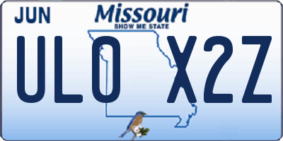 MO license plate UL0X2Z