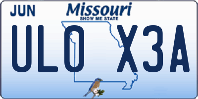 MO license plate UL0X3A