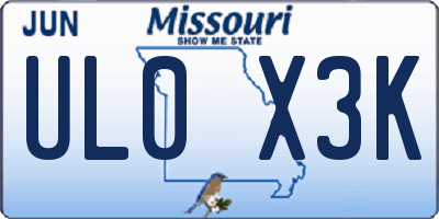 MO license plate UL0X3K