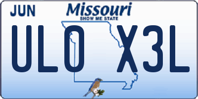 MO license plate UL0X3L