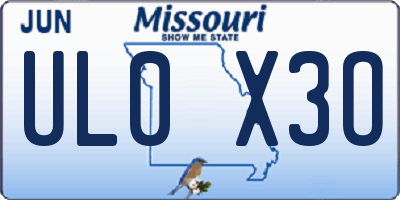 MO license plate UL0X3O