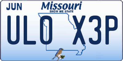 MO license plate UL0X3P