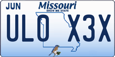 MO license plate UL0X3X