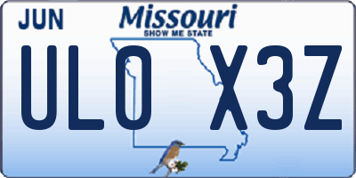 MO license plate UL0X3Z
