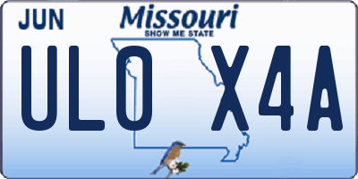 MO license plate UL0X4A