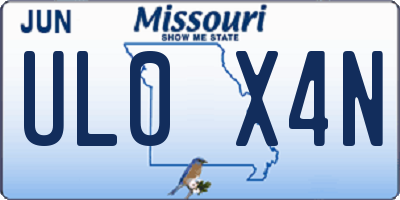 MO license plate UL0X4N
