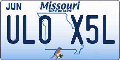 MO license plate UL0X5L