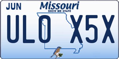 MO license plate UL0X5X