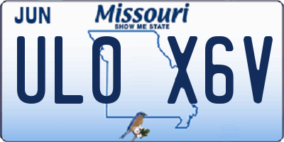 MO license plate UL0X6V