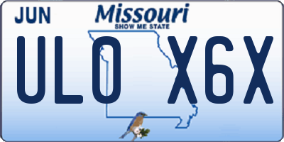 MO license plate UL0X6X