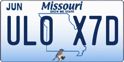 MO license plate UL0X7D