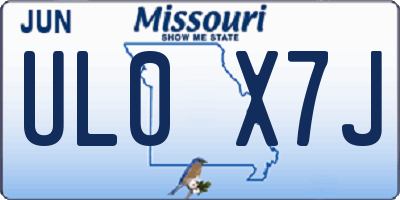 MO license plate UL0X7J