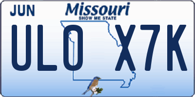 MO license plate UL0X7K