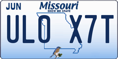 MO license plate UL0X7T