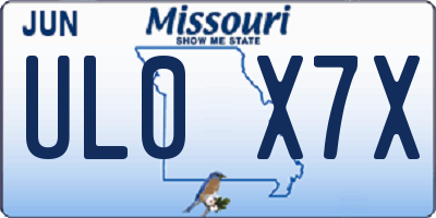 MO license plate UL0X7X