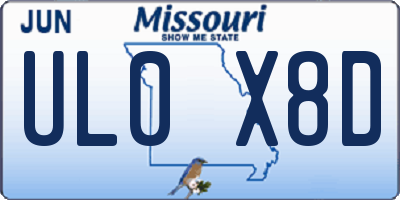 MO license plate UL0X8D
