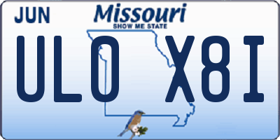 MO license plate UL0X8I