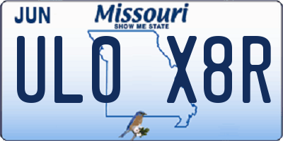 MO license plate UL0X8R