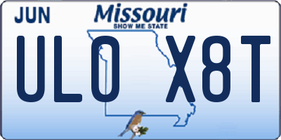MO license plate UL0X8T