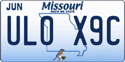 MO license plate UL0X9C