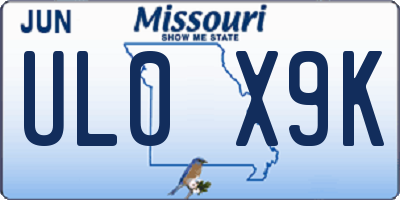 MO license plate UL0X9K