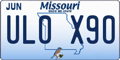 MO license plate UL0X9O