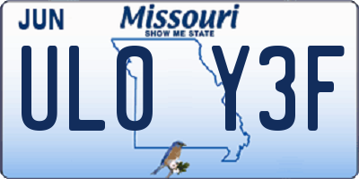 MO license plate UL0Y3F