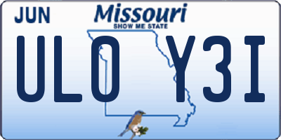 MO license plate UL0Y3I