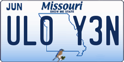 MO license plate UL0Y3N