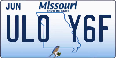 MO license plate UL0Y6F