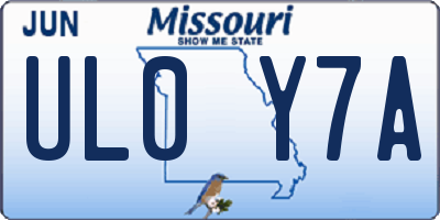 MO license plate UL0Y7A