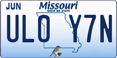 MO license plate UL0Y7N