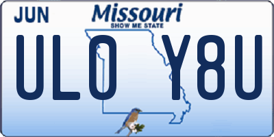 MO license plate UL0Y8U
